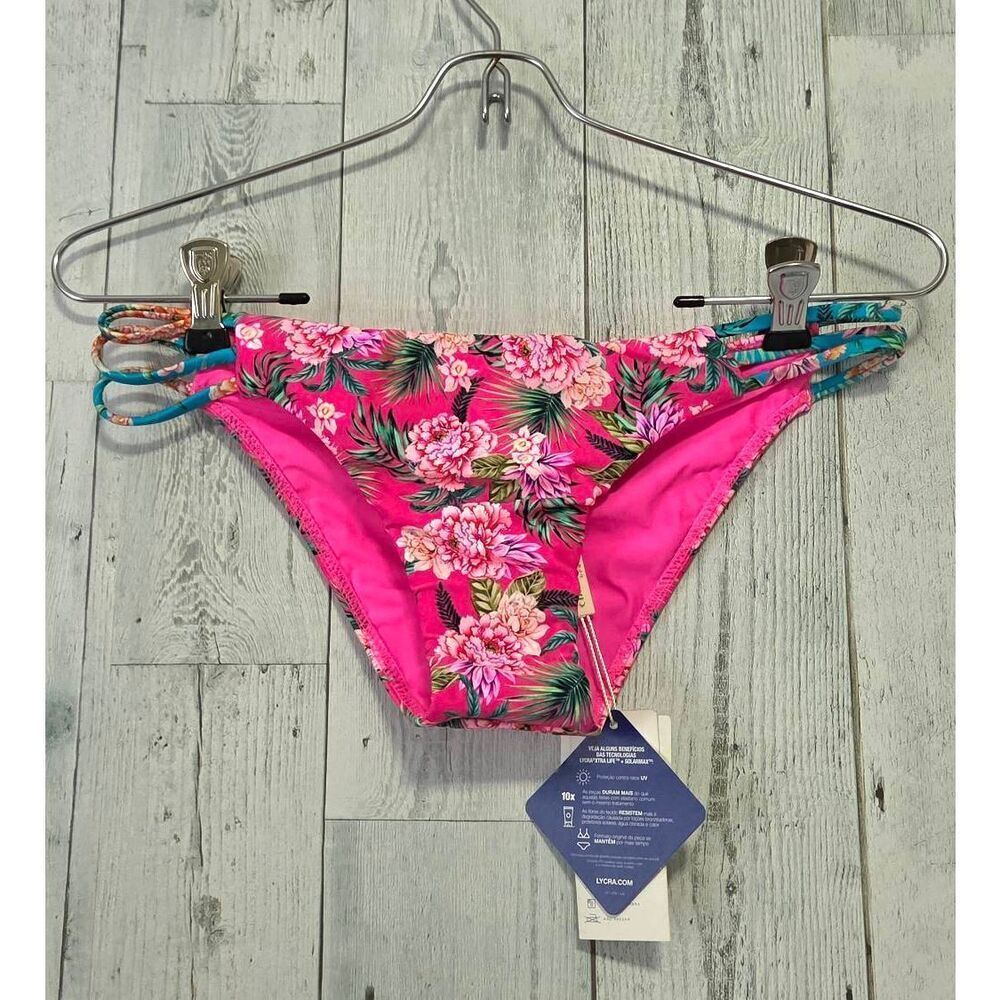 Cia.Maritima Tanga Pink Floral Bikini Bottom ONLY Sz. L (Jr)